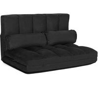 CostwayCanapé Convertible 2 Places 113 x 179 CM Dossier Réglable à 6 Positions Housse Détachable 2 Oreillers Noir