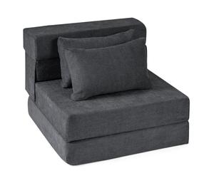 CostwayCanapé-Lit Pliant 3 en 1 Fauteuil Convertible avec 2 Coussins Canapé Futon Dépliant en Tissu Chenille Matelas de Sol Largeur 72cm Gris
