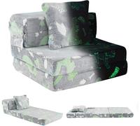 CostwayCanapé pour Enfants Phosphorescent 3-en-1 avec Housses Zippées Lavables et Coussin Supplémentaire Motifs Adorables Licorne Gris