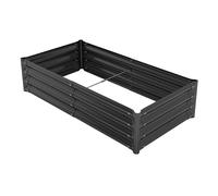 CostwayCarre Potager 123x64cm Bac Potager en Acier Galvanisé avec Base Ouverte Lit de Jardinage Surélevé Résistant aux Intempéries Gris