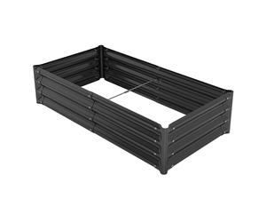 CostwayCarre Potager 123x64cm Bac Potager en Acier Galvanisé avec Base Ouverte Lit de Jardinage Surélevé Résistant aux Intempéries Gris