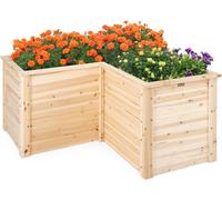 CostwayCarré Potager Jardinière en Bois de Sapin 120x120x63 CM Bac à Fleurs avec Base Ouverte en L pour Légumes Fruits et Herbes