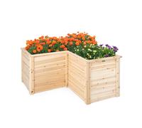 CostwayCarré Potager Jardinière en Bois de Sapin 120x120x63 CM Bac à Fleurs avec Base Ouverte en L pour Légumes Fruits et Herbes