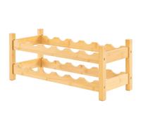 CostwayCasier à Vin Organisateur de Rangement pour 12 Bouteilles sur 2 Niveaux Support à Bouteilles en Bambou Étagère à Vin Naturel