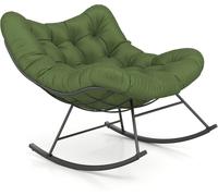 CostwayChaise à Bascule d'Intérieur et d'Extérieur Chaise Papasan Surdimensionnée avec Coussin Rembourré & Cadre en Métal Capacité 205 Kg Vert