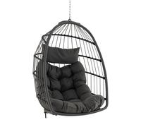 CostwayChaise à ¼ufs Suspendue Chaise Suspendue avec Oreiller de Tête Coussin de Siège Chaise Suspendue avec Panier en Osier Capacité 150kg