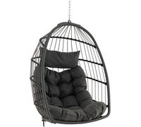 CostwayChaise à Œufs Suspendue Chaise Suspendue avec Oreiller de Tête Coussin de Siège Chaise Suspendue avec Panier en Osier Capacité 150kg