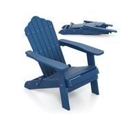 CostwayChaise Adirondack Pliable Chaise Oversize en HIPS pour Patio avec Accoudoirs Large et Dossier Incliné Vis en Acier Inoxydable Marine