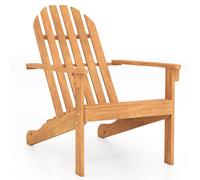CostwayChaise Adirondack pour Patio Chaise de Foyer en Bois d?Acacia avec Assise Incliné et Dossier Haut Fauteuil Ergonomique à Lames Naturel