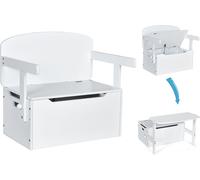 CostwayChaise d'Activités Convertible pour Enfants 3-7 Ans Coffre de Rangement Convertible en Bureau ou Banc 60x34x57 cm Blanc