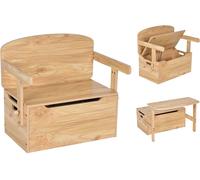 CostwayChaise d'Activités Convertible pour Enfants 3-7 Ans Coffre de Rangement Convertible en Bureau ou Banc 60x34x57 cm Naturel