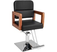 CostwayChaise de Barbier Hydraulique Chaise de Salon de Coiffure Rotative à 360° Hauteur Réglable Chaise de Tatouage avec Accoudoirs Noir