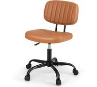 CostwayChaise de Bureau à Domicile Petite Chaise de Bureau Sans Accoudoirs avec Roulettes&Soutien Lombaire Hauteur Réglable et Rotation à 360° Café