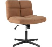 CostwayChaise de Bureau à Hauteur Réglable Pivotante à 360° Assise Large et Rembourrée Fibre Synthétique Souple Marron