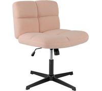 CostwayChaise de Bureau à Hauteur Réglable Pivotante à 360° Assise Large et Rembourrée Fibre Synthétique Souple Idéale Rose