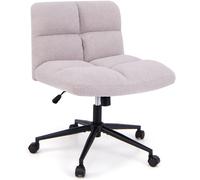 CostwayChaise de Bureau à Roulettes Hauteur Réglable Chaise de Bureau Large avec Siège Rembourré Demi-dossier Sans Accoudoirs Gris