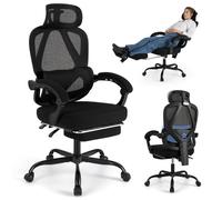 CostwayChaise de Bureau Ergonomique avec Repose-pieds Escamotable Fauteuil de Bureau avec Dossier Réglable Chaise Pivotante pour La Maison