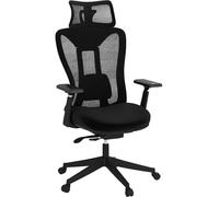 CostwayChaise de Bureau Ergonomique en Maille Chaise Exécutive à Dossier Haut avec Support Lombaire Appui-tête et Accoudoirs 3D Réglables Noir