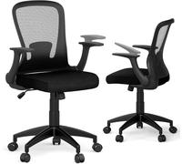 CostwayChaise de Bureau Ergonomique en Maille Chaise Exécutive Réglable en Hauteur avec Dossier Réglable Accoudoirs Relevables et Support Noir