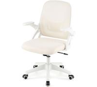 CostwayChaise de Bureau Ergonomique en Résille avec Soutien Lombaire et Accoudoirs Relevables Conception Pivotante et Réglable en Hauteur Beige