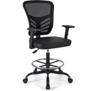 CostwayChaise de Bureau Ergonomique Hauteur D'assise 54-75 Cm Fauteuil Pivotant Haut avec Accoudoirs Relevables Noir