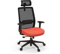 CostwayChaise de Bureau Ergonomique Réglable en Hauteur Noir Orange