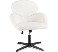 CostwayChaise de Bureau Fixe Chaise Pivotante Hauteur Réglable et Fonction à Bascule Base en Métal Robuste Siège Large Ergonomique Blanc