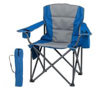 CostwayChaise de Camping Chaise Pliante Confortable avec Poche Isotherme Zippée Porte-Gobelet Poche avec Sac de Transport Bleu