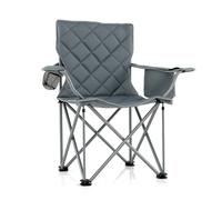 CostwayChaise de Camping Chaise Pliante d'Extérieur Robuste avec Poche Isotherme et Porte-gobelet Chaise de Jardin Portable Charge 227 KG Gris