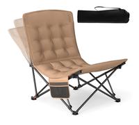 CostwayChaise de Camping Pliable Lounge Recliner Portable avec Dossier Ajustable Siège Rembourré Sac de Transport 225kg Kaki