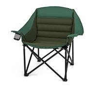 CostwayChaise de Camping Pliante avec Cadre Métallique en X Assise Rembourrée Confortable Porte-gobelet & Poche en Maille Charge 230 kg Vert