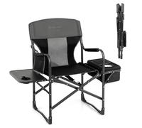 CostwayChaise de Camping Pliante avec Table Latérale et Sac Isotherme Charge 180KG Sac de Rangement Sangle Portable Noir