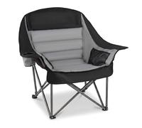 CostwayChaise de Camping Pliante Chaise avec Assise Rembourrée Porte-gobelet Poches en Maille Sac de Transport Charge 225 kg 72 x 104 x 93 cm Gris