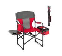 CostwayChaise de Camping Pliante Chaise de Réalisateur Robuste avec Table Latérale Sac Isotherme Sac de Rangement et Sangle Portable de 180kg Rouge