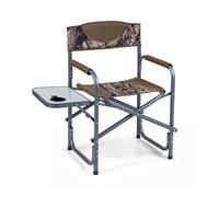 CostwayChaise de Camping Pliante Chaise Extérieure avec Table d?Appoint Pliante Cadre en Métal Robuste Porte-gobelet Charge 180kg Vert