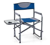 CostwayChaise de Camping Pliante Chaise Extérieure avec Table d?Appoint Pliante Cadre en Métal Robuste Porte-gobelet Charge 180kg Bleu