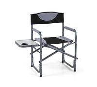 CostwayChaise de Camping Pliante Chaise Extérieure avec Table d?Appoint Pliante Cadre en Métal Robuste Porte-gobelet Charge 180kg Noir