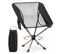 CostwayChaise de Camping Pliante d'Extérieur Portable avec Rotation à 360° Sac de Transport Porte-Gobelet et Poche Latérale Charge 150 KG Noir