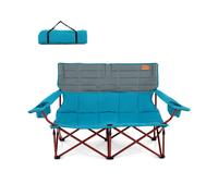 CostwayChaise de Camping Surdimensionnée 2 Places avec Accoudoirs Réglables et Porte-Gobelets avec Sac de Transport Capacité 272 kg Bleu