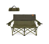 CostwayChaise de Camping Surdimensionnée 2 Places avec Accoudoirs Réglables et Porte-Gobelets avec Sac de Transport Capacité 272 kg Vert