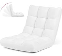 CostwayChaise de Méditation Canapé-Lit Pliable avec 14 Positions Réglables 54,5 x 54,5 x 56CM Blanc