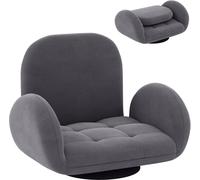 CostwayChaise de Sol Pivotante Chaise de Jeu Pliante avec Dossier et Accoudoirs Réglables Fauteuil de Sol Inclinable Gris