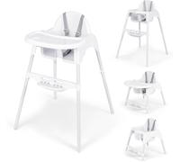 CostwayChaise Haute pour Bébés et Tout-petits Chaise Convertible 4 en 1 pour Enfants avec Harnais de Sécurité Plateau Amovible Réglable Blanc