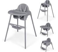CostwayChaise Haute pour Bébés et Tout-petits Chaise Convertible 4 en 1 pour Enfants avec Harnais de Sécurité Plateau Amovible Réglable Gris