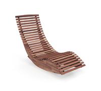 CostwayChaise Longue à Bascule en Bois d'Acacia Conception à Lattes Butées de Fond Charge Max 160KG Transat Ergonomique Naturel