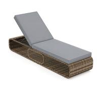 CostwayChaise Longue avec Coussin Bain de Soleil Inclinable à 7 Positions Charge 180kg Rotin PE pour Jardin Piscine Terrasse 185×65×86 cm Gris