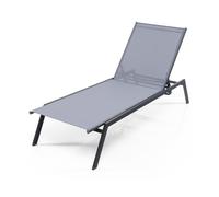 CostwayChaise Longue Réglable d?Extérieur Fauteuil Inclinable à 6 Positions avec Position à Plat et Tissu à Séchage Rapide Bain de Soleil