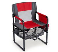CostwayChaise Pliante Camping avec Porte-gobelet Poche Latérale Ouvre-bouteille Chaise de Plage Légère Portable Charge 150 kg Rouge