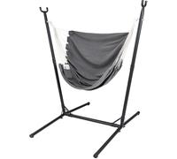CostwayChaise Suspendue avec Cadre Chaise Pivotante Robuste avec Hauteur Réglable sur 6 Positions et Poche Latérale Gris