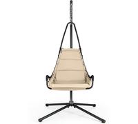 CostwayChaise Suspendue avec Support Chaise Hamac avec Siège Rembourré Extra Large Cadre Métallique Chaise Intérieure Extérieure Beige
